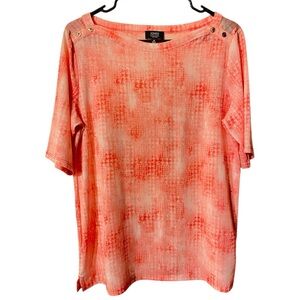 JONES NEW YORK SIGNATURE TEES TYE DYE Pink & White 95%Polyester & 5% Elastane M